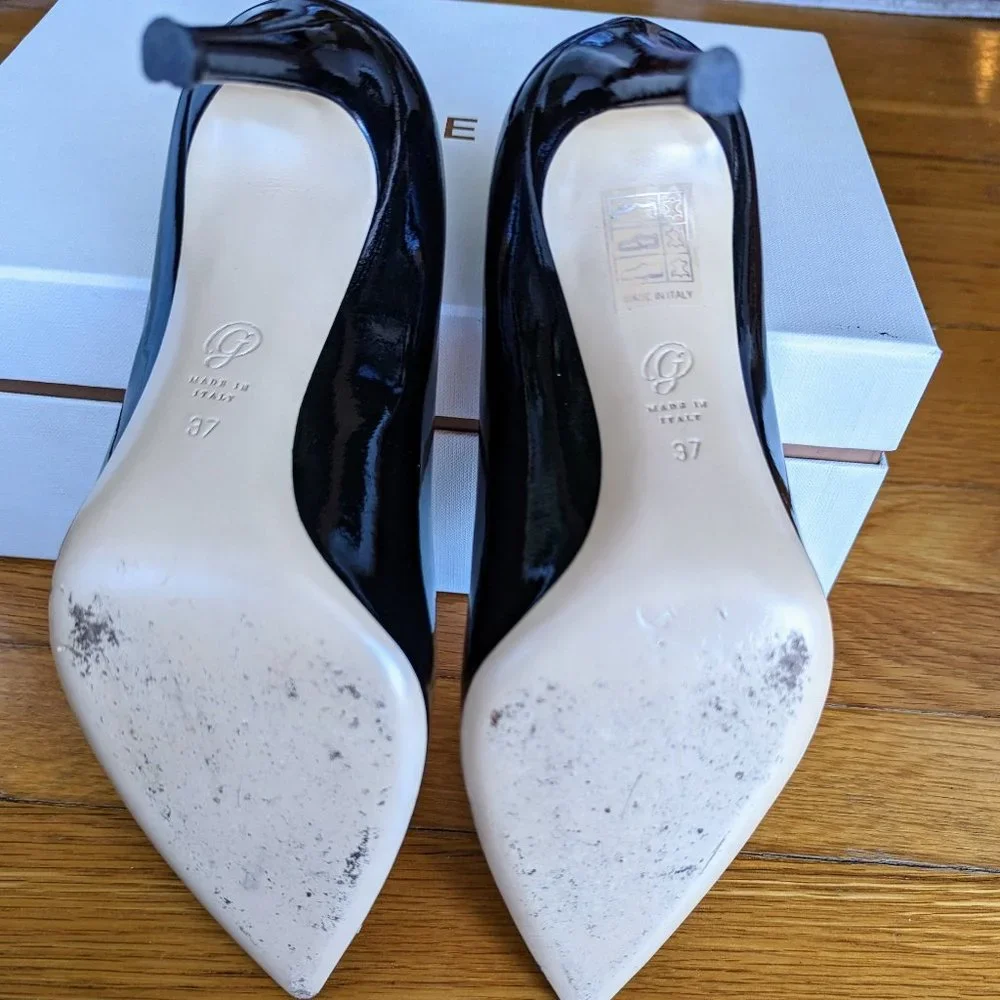 M. Gemi Black Patent Leather Pointed-Toe Pumps